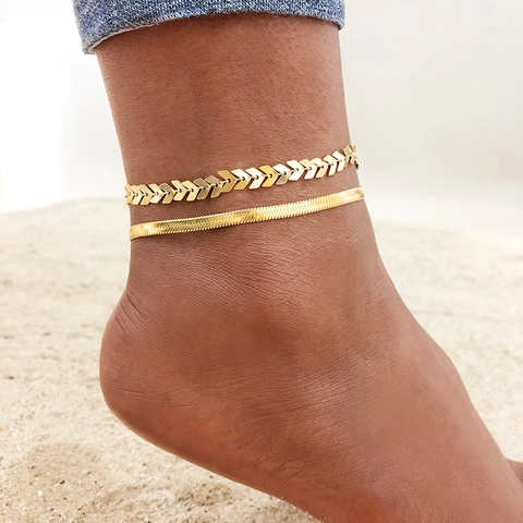 Minimalist Stainless Steel Snake Chain Anklet For Women Gold Silver Plated Zirconia Infinity Heart Pendant Beach Jewelry Gift