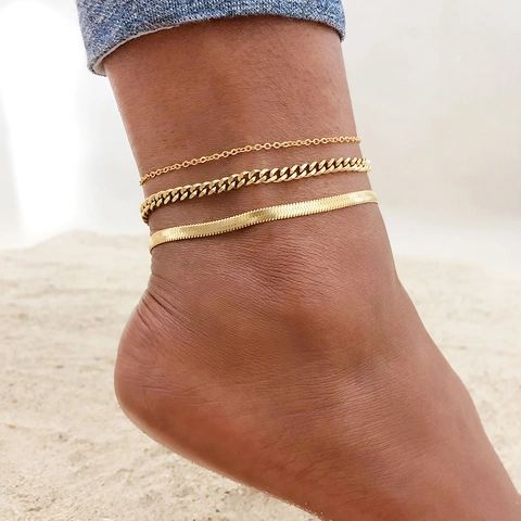 Minimalist Stainless Steel Snake Chain Anklet For Women Gold Silver Plated Zirconia Infinity Heart Pendant Beach Jewelry Gift