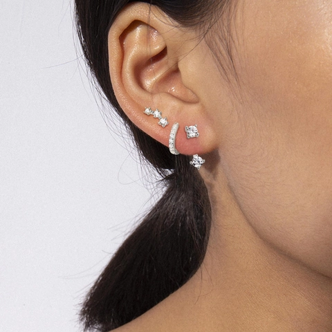 Zirconia Stud Earrings Gold Silver Plated Copper Earrings With 925 Sterling Silver Earring Post For Women Fashion Jewelry