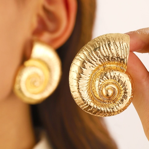 Bohemian Alloy Sea Snail Starfish Shell Stud Earrings And Pendant Necklace Jewelry Gold Silver Plated Rhinestone Accessories For Women