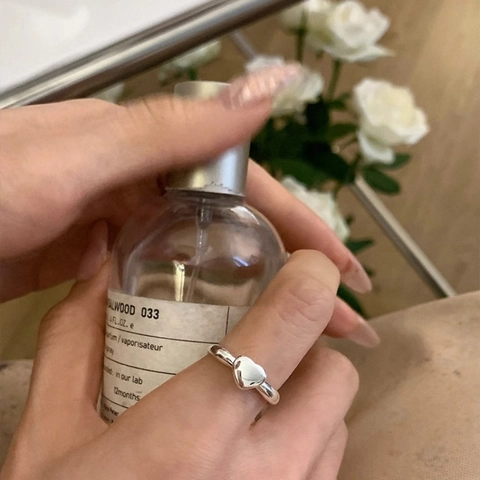 Minimalistischer Herz Offener Ring Für Damen Mode Verstellbarer 925 Versilberter Herz Fingerring Schmuck Geschenk