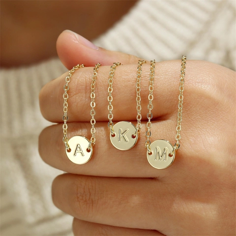 Stainless Steel Double Layer Initial Letter Bracelet For Women Round Pendant Gold Silver Personalized Jewelry Gift