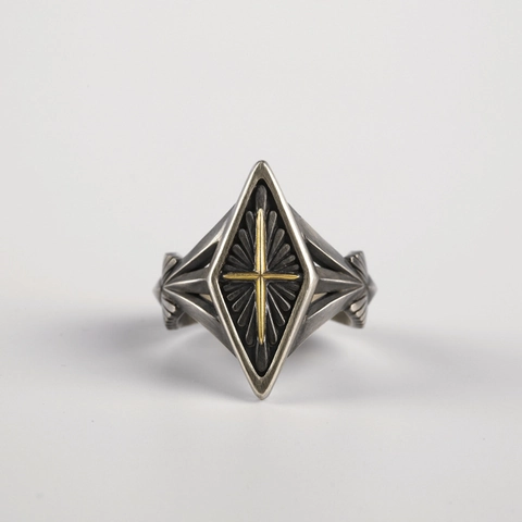 Vintage Punk Kreuz Ring Für Herren Retro Metall Raute Gothic Siegelring Verstellbar Offener Ring Mode Persönlichkeit Schmuck Geschenk