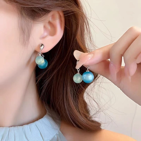 Boucles d'Oreilles Clous Double Boule Minimalistes pour Femmes Personnalité Géométrique Rond Résine Künstliche Perle Alliage Bijoux