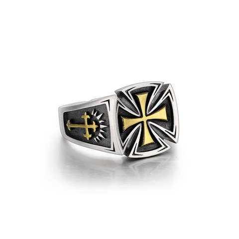 Vintage Men Cross Punk Ring Gothic Signet Open Adjustable Oxidized Metal Rings Retro Religious Hip Hop Fashion Jewelry For Men Unisex Gift