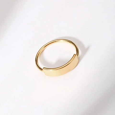 Minimalist Stainless Steel Gold Plated Ring For Women Geometric Rectangular Square Face Mirror Polished Finger Jewelry