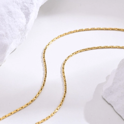 Collier Chaîne de Clavicule en Acier Inoxydable Minimaliste pour Femmes Style Européen Géométrique IP Plaqué Or Maillons de Perles Bijoux Fantaisie