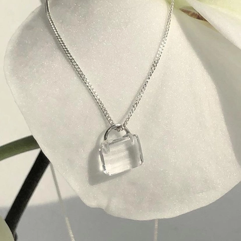 Minimalist Copper Necklace With Transparent Mini Bag Pendant Stainless Steel Geometric Clavicle Chain For Women Jewelry Gift