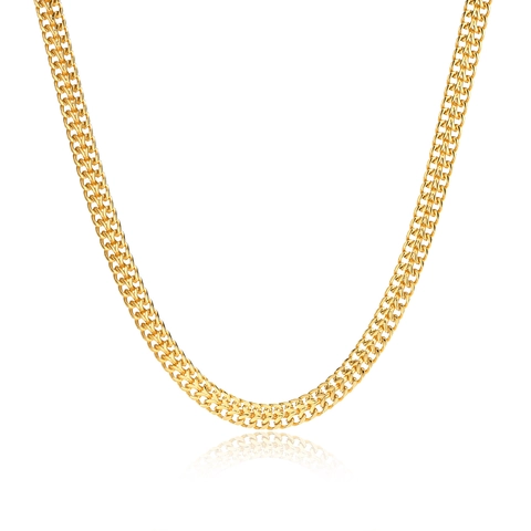 Gold Titanium Steel Franco Wheat Chain Necklace For Women Elegant Double Row Clavicle Chain Fashion Jewelry Gift