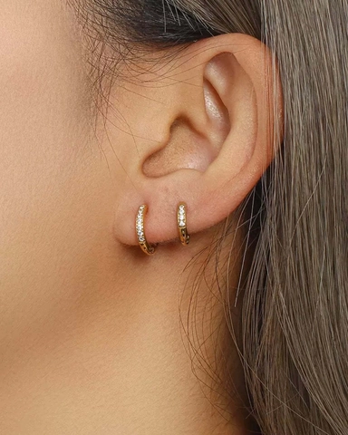 Minimalist Stainless Steel Zirconia Hoop Earrings Small Round Circle Huggie Earrings For Women Fashion Jewelry