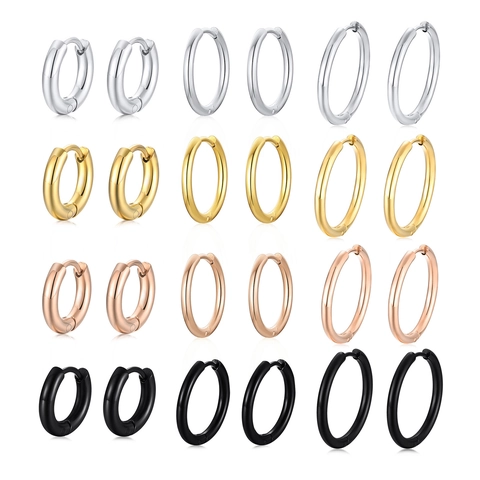 Orecchini a Cerchio in Acciaio Inossidabile Minimalisti Per Donna Uomo Fibbia Auricolare Geometrica Tonda Piena Galvanica Gioielli Moda