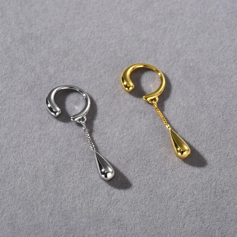 Minimalistisch Kupfer Tränenform Kette Ohrklemme Ohne Ohrenschmalz Flüssigkeitstropfen Quaste Clip Ohrringe Für Damen Herren Punk Gotisch Mode Schmuck