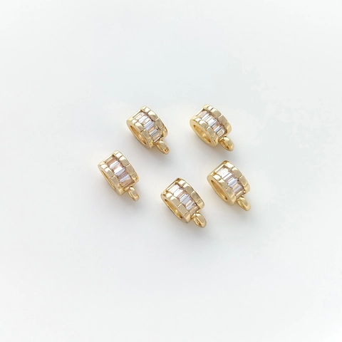 14K Gold Filled Copper Rhinestone Inlaid Pinch Bail With Hanging Ring For DIY Jewelry Making Necklace Pendant Connector Finding