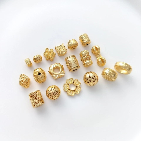 Real Gold Plated Copper DIY Beads Retro Lotus Chinese Knot Spacer Beads For Bracelet Earring Making Jewelry Accessories