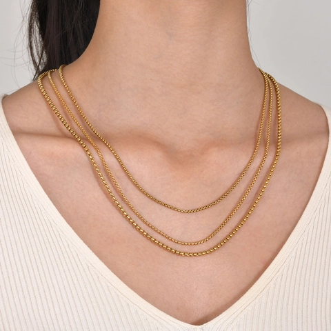 Collier Minimaliste en Acier Inoxydable Maille Vénitienne pour Femme Or Argent Électroplaqué Géométrique Simple Bijoux de Mode