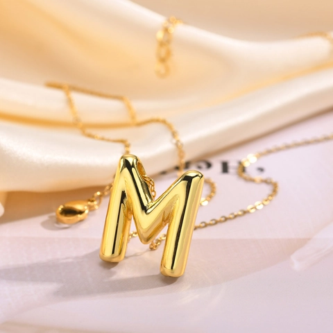 3D Ballon Anfangsbuchstabe Anhänger Halskette Vergoldet Edelstahl Bubble Alphabet Schmuck Für Damen Mode Accessoire