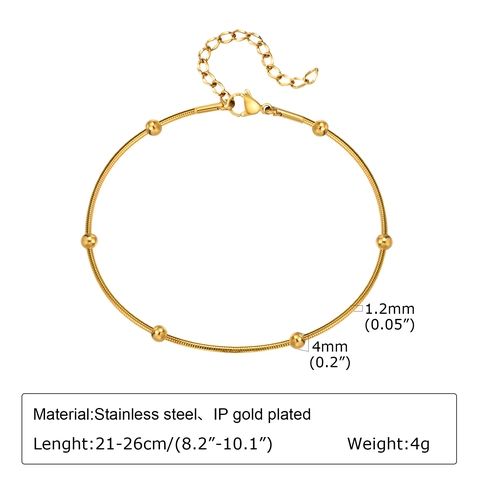 Stainless Steel Bead Snake Bone Chain Anklet For Women Gold Silver Plated Beach Summer Adjustable Foot Jewelry Leg Chain