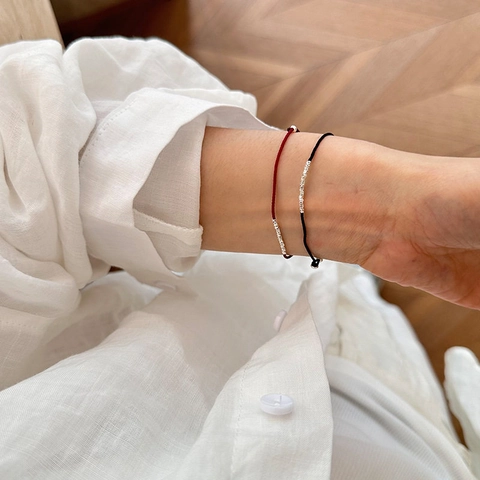 Minimalistisches Rotes Seil Armband Für Damen Verstellbare Kupferperlen Glücksarmband Handgefertigter Geflochtener Seilschmuck