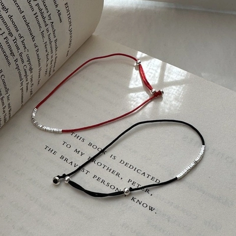 S925 Sterling Silver Minimalist Red Rope Bracelet For Women Morse Code Style Handwoven Adjustable Jewelry New Year Gift