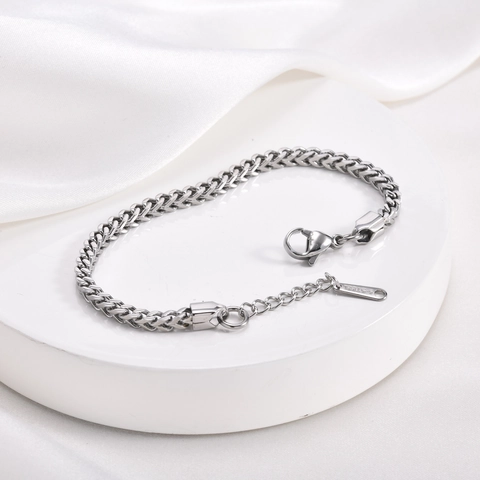 Pulsera Minimalista de Acero Inoxidable con Cadena de Trigo para Mujer Cadena de Eslabones Franco Ajustable Oro Plata Joyería