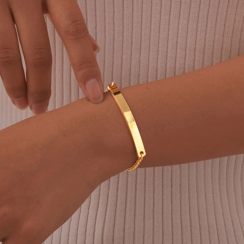 Minimalistisch Roestvrijstalen Blanco Balk Armband Voor Vrouwen Graveerbaar Gebogen ID-Plaat Handsieraden Met Hartvormige Hanger Verstelbare Goud Zilver Vergulde Schakelketting