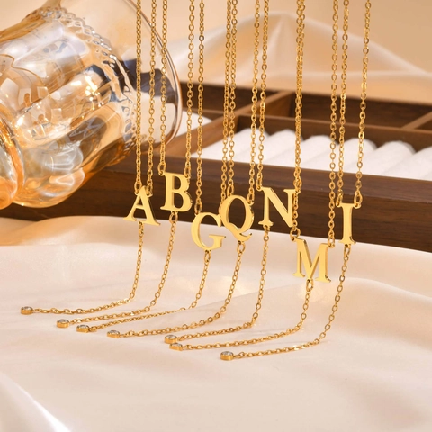 Fashion Gold Plated Stainless Steel Initial Alphabet Letter Pendant Necklace Rhinestone Tassel Y Necklace For Women