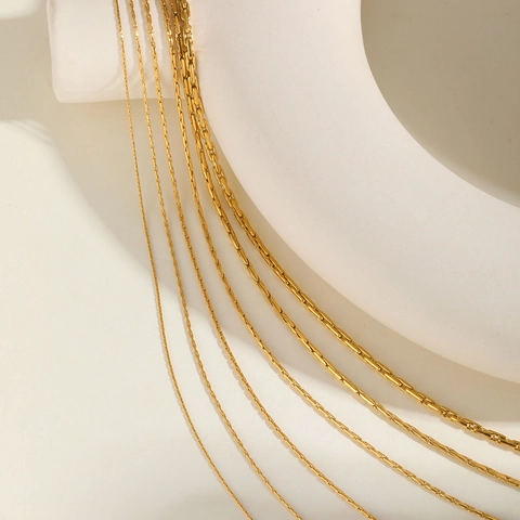 Collar de Cadena Redonda Martillada de Acero Inoxidable Chapado en Oro de 18K Minimalista para Mujer Joyería de Moda