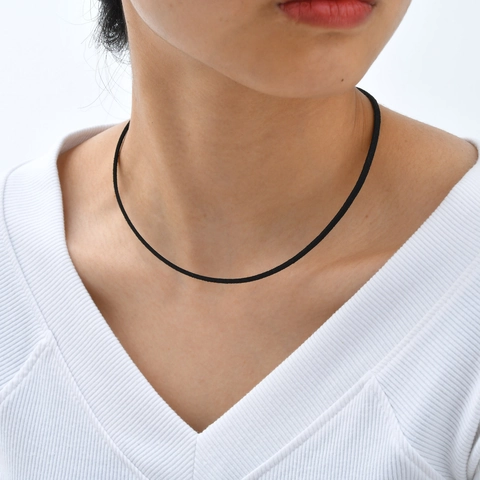 Minimalistische Edelstahl Schwarz Samt Choker Halskette Für Damen Verstellbare Wachsseil Kette Halskette Täglicher Schmuck