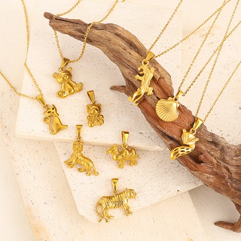 Ciondoli Animali in Acciaio Inossidabile Fai-da-te per Creazione Gioielli Placcati Oro Argento Tigre Leone Volpe Gatto Orso Ciondoli Accessori