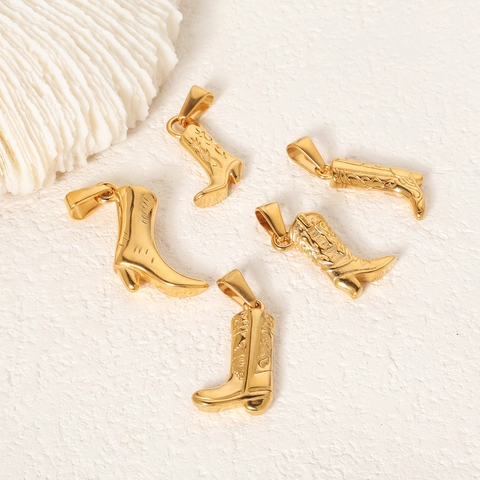 Ciondoli Stivale da Cowboy in Acciaio Inossidabile Retro Charms Scarpa Incisi Stile Western per Creazione Gioielli Fai da Te