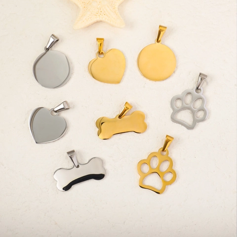 Spiegelgepolijst Roestvrij Stalen Hanger DIY Sieraden Maken Accessoires Hart Rond Bot Poot Vorm Huisdier ID Tag