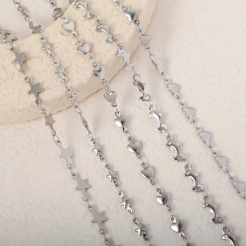 Collana con Pendente in Acciaio Inossidabile a Forma di Pentagramma Cuore Delfino Placcato Oro Argento Catena Fatta a Mano Gioielli di Moda