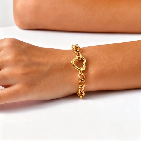 Grosso Acciaio Inossidabile Chiusura a Cuore Collana Bracciale per Donna Oro Argento Placcato O Catena Maglie Gioielli Moda Set Regalo Festa
