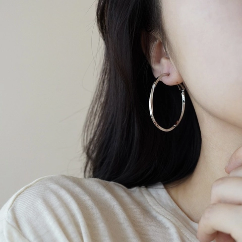 Pendientes de Aro Torsado para Mujer Cobre Plateado Poste de Plata de Ley 925 Círculo Geométrico Joyería de Moda