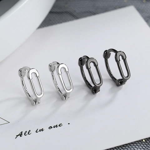 Boucles d'Oreilles Huggie Trombone Minimalistes Avec Tige en Argent Sterling 925 Pour Hommes Femmes Épingle à Nourrice Bijoux