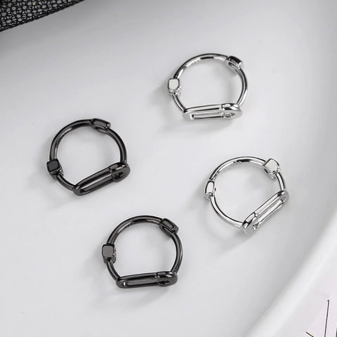 Boucles d'Oreilles Huggie Trombone Minimalistes Avec Tige en Argent Sterling 925 Pour Hommes Femmes Épingle à Nourrice Bijoux