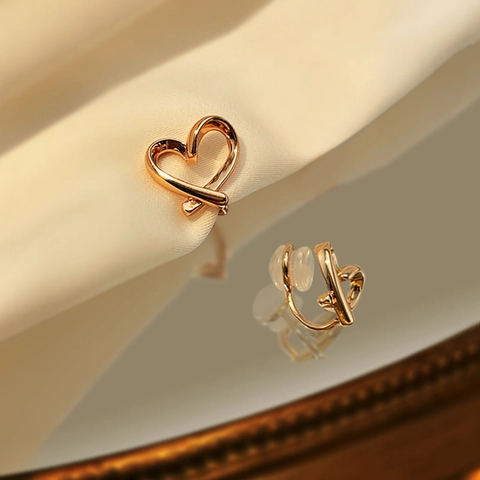 Minimalist Copper Heart Ear Clips Non-Pierced Spiral Plate Earrings For Women Gold Silver Rose Gold Plated Fashion Jewelry