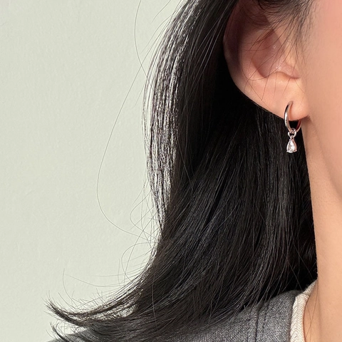 Pendientes de Cobre Asimétricos con Gota de Agua Pavé de Strass para Mujer Joyería de Moda de Estilo Coreano