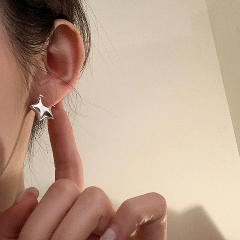 Pendientes de Aro Minimalistas de Pentagrama Para Mujer Con Poste De Plata De Ley 925 Joyería Geométrica Estrella De Cobre Regalo