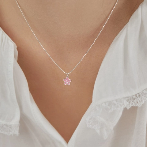 Collana Pendente a Forma di Fiore e Stella con Sorriso Rame Placcato Argento Catena a Sfere per Donna Ragazza Gioielli Y2K