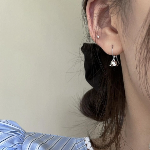 Boucles d'Oreilles Crochet Muguet Élégantes Avec Tige en Argent Sterling 925 Or Argent Plaqué Bijoux Fleur pour Femme