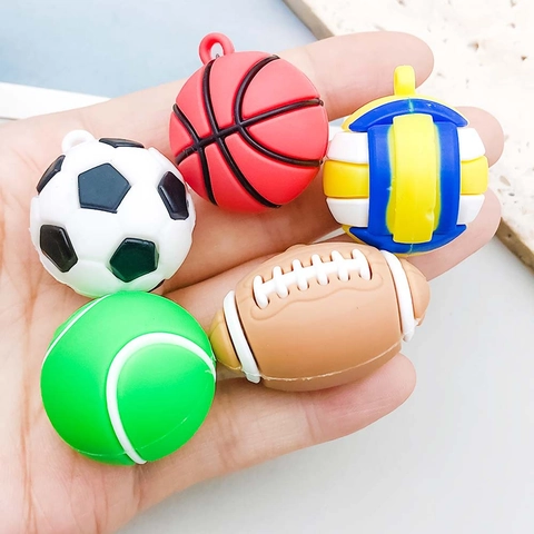 Sporty DIY Ball Pendants For Jewelry Making Plastic Resin Basketball Soccer Volleyball Tennis Rugby Pool Ball Craft Findings