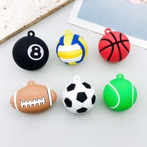 Sporty DIY Ball Pendants For Jewelry Making Plastic Resin Basketball Soccer Volleyball Tennis Rugby Pool Ball Craft Findings