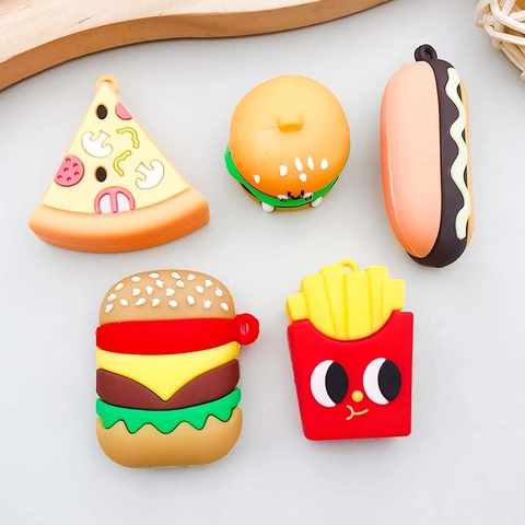 Simulatie Fastfood Burger Frietjes Pizza Hotdog Hangers Hars Plastic DIY Sieradenaccessoires Cartoon Eten Charms Voor Armband Ketting