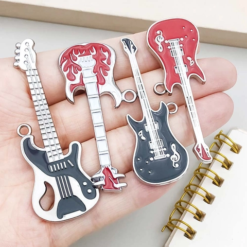 Ciondoli per Chitarra Elettrica in Lega di Zinco Smaltata Temi Rock per Creazione di Collane e Bracciali Fai-da-Te Accessori