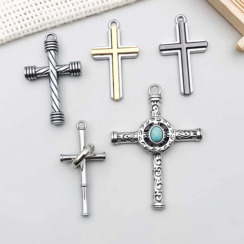 Ciondoli a Croce in Lega Vintage Design Misti Ciondoli Crocefisso in Lega di Zinco per Collana Fai-da-te Bracciale Accessori per Gioielli