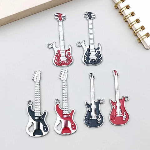 Ciondoli per Chitarra Elettrica in Lega di Zinco Smaltata Temi Rock per Creazione di Collane e Bracciali Fai-da-Te Accessori