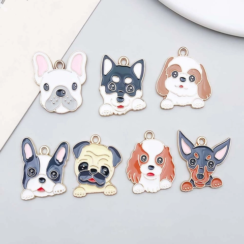 DIY Jewelry Making Cute Cartoon Drip Oil Zinc Alloy Dog Pendants For Bracelet Necklace Craft Enamel Puppy Animal Charm Accessories