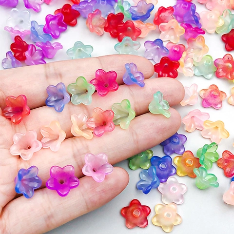 Acrylic Lily Of The Valley Flower Pendants Mixed Colors Matte Resin Flower Beads For DIY Jewelry Making Accessories Bulk Pack