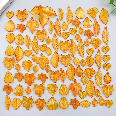 Translucent Resin Acrylic Leaf Charms For DIY Jewelry Making Autumn Maple Leaf Pendants For Necklace Bracelet Crafting Supplies